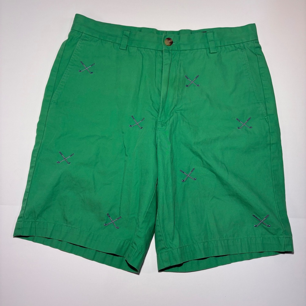 Vineyard Vines Mens 32 Green Golf Club Embroidered Breaker‎ Shorts Cotton Preppy